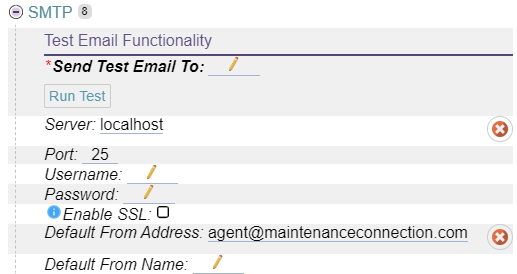 SMTP Settings Page